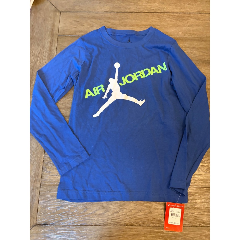 Jordan Long Sleeve Shirt Kids Size L Blue Jumpman Graphic long sleeve
